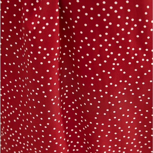 NWT- Bloomchic Polka Dot Pleated Round Neck Puff Sleeve Blouse - Picture 9 of 11